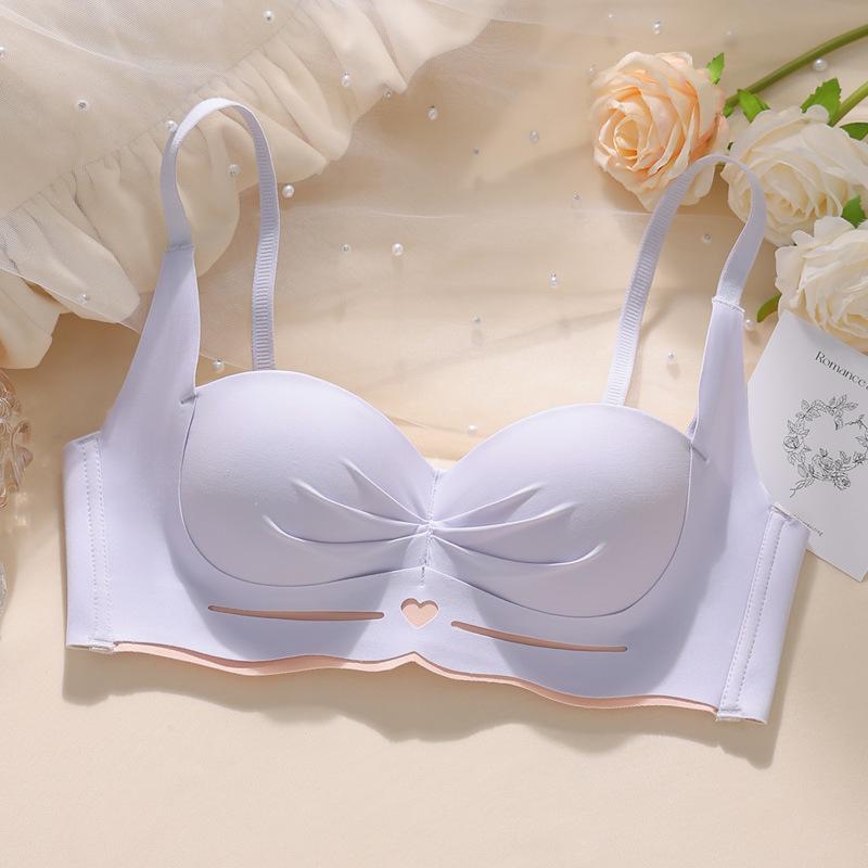 Cartoon Chest Uplift Wire-Free Seamless Half Cup Padded Bra for Small Busts