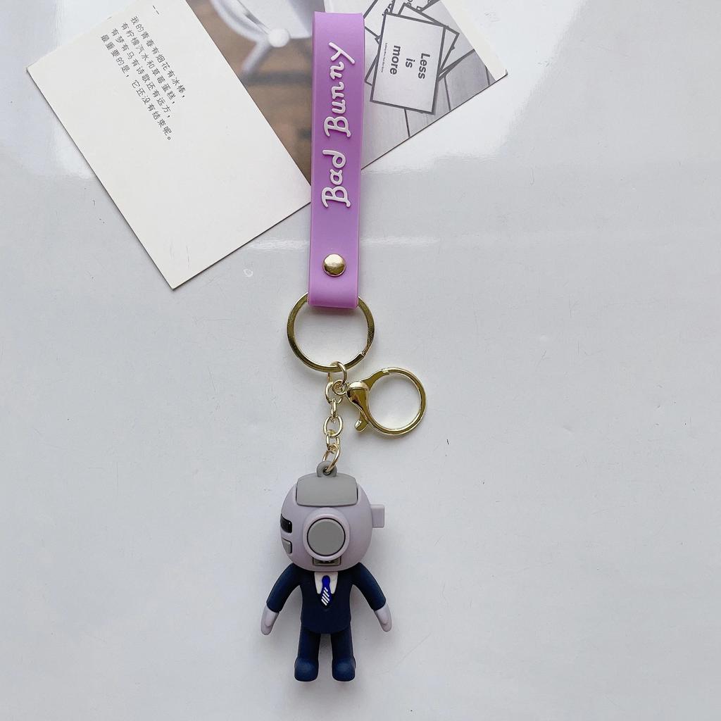 Cuphead Keychain Anime Cartoon Mugman Figures Doll Skibidi Toilet Man Keyring Pendent Car Key Chains Kids Toys Christmas Gifts