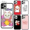 Cute Lucky Cat Phone Case for iPhone 11 12 13 14 Pro Max Mini X XR XS SE 2020 5 6S 7 8 Plus Samsung Galaxy S21 S22 Cover Shell