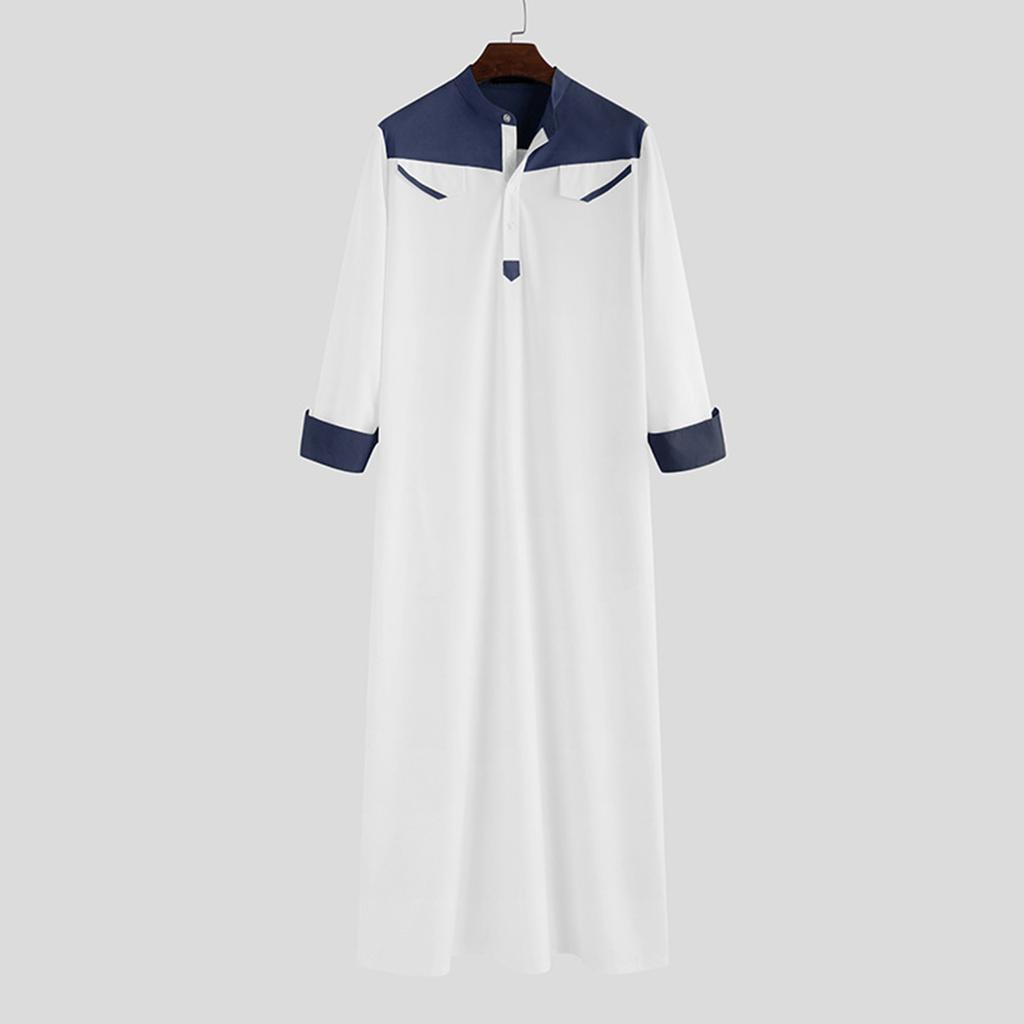 Cool and Handsome Menswear Men's Saudi Arabic Long Sleeve Robe Ramadan Muslim Dress Middle Islamic Clothing