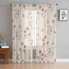 Beautiful Blooming Branches Tulle Window Curtain For Living Room Bedroom Voile Sheer Curtains Kitchen Treatments Drapes