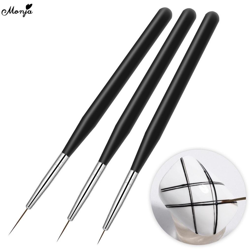 monja 3 шт./компл. кисти для ногтей, французские полоски, линии, лайнер, узор, салон, сделай сам, кисточка для рисования, ручка, инструмент для дизайна маникюра