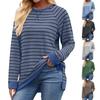 Женская модная полосатая футболка с круглым вырезом и длинными рукавами