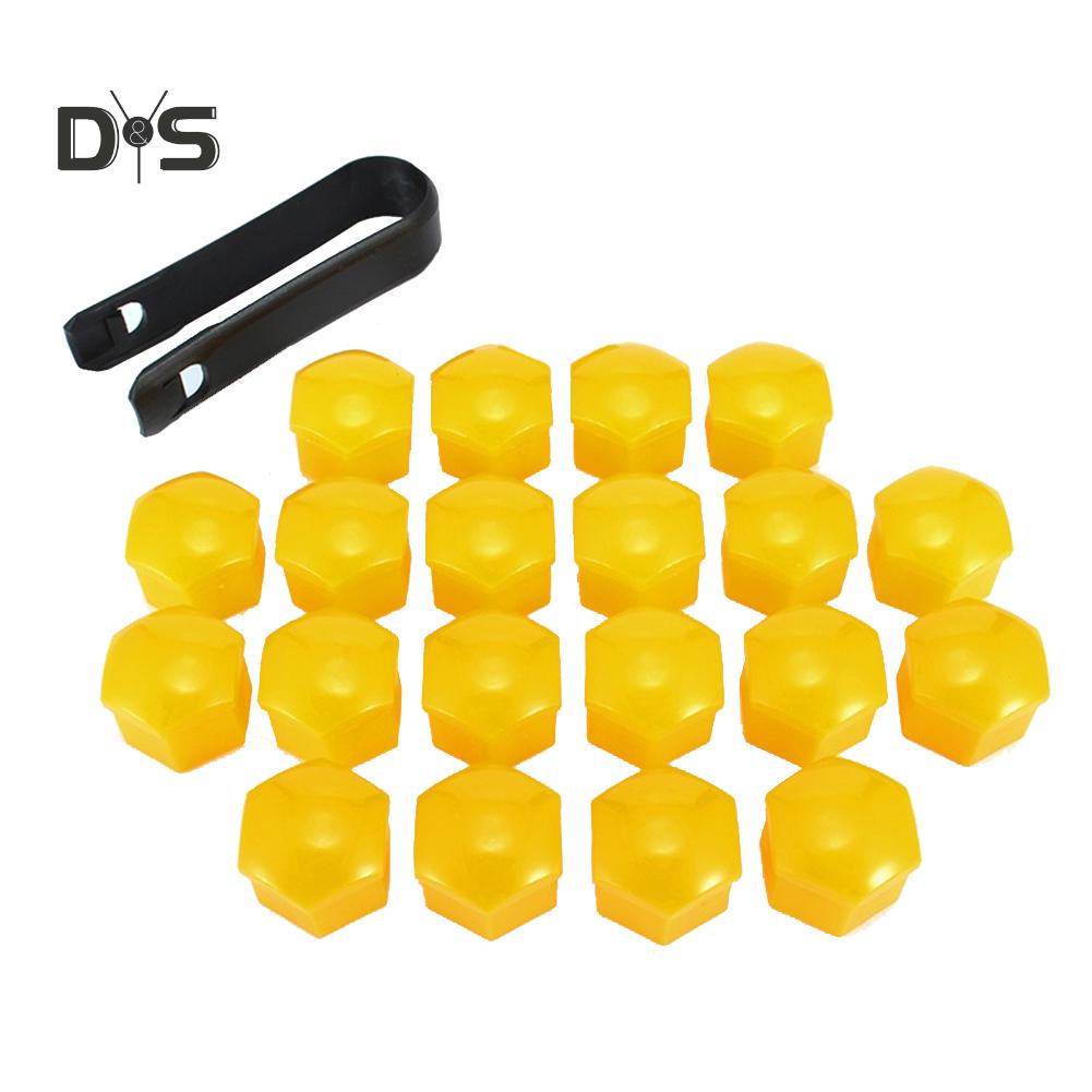 DYS Auto Shop 20Pcs 17mm Car Vehicle Wheel Center Nut Protection Cover Caps with Removal Tool