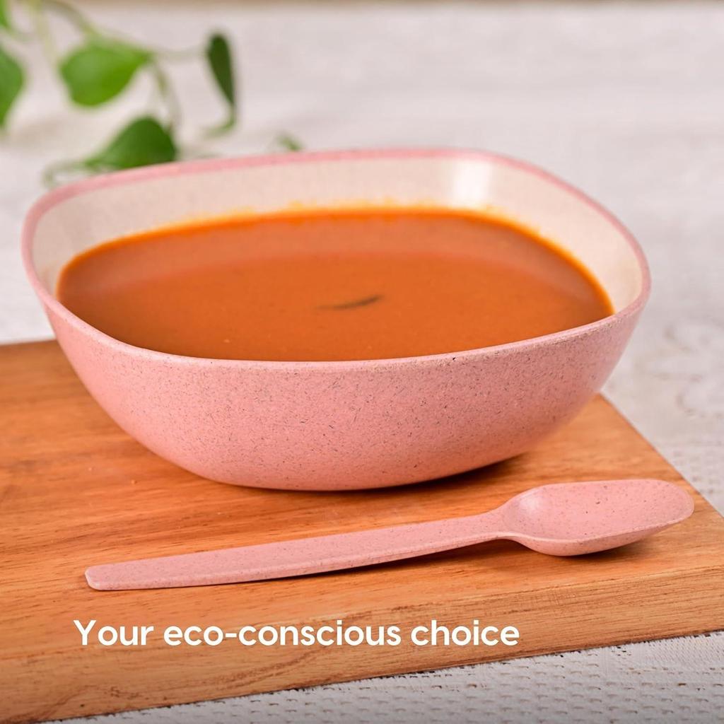 Set of 4 Earth-Friendly Multipurpose Bowls for Kitchen | 600 Ml | Made with Bamboo Fibers & Rice Husk | Microwave Safe Bow