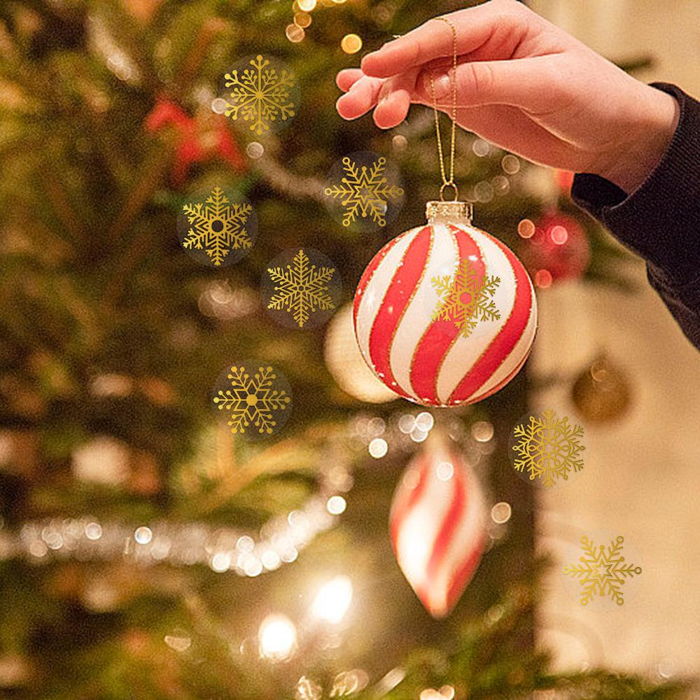 1Roll 500pcs 2025 New Christmas Sticker Round Transparent Ironing Gold Gift Packaging Decorative Self-adhesive Sealing Sticker