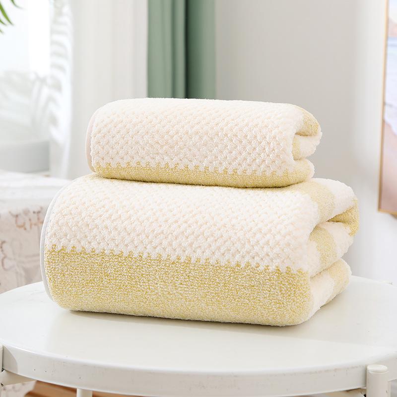 Soft Absorbent Warp-Knit Coral Fleece Towel with Thin Stripes - Thickened Face Wash Towel with Customizable Logo