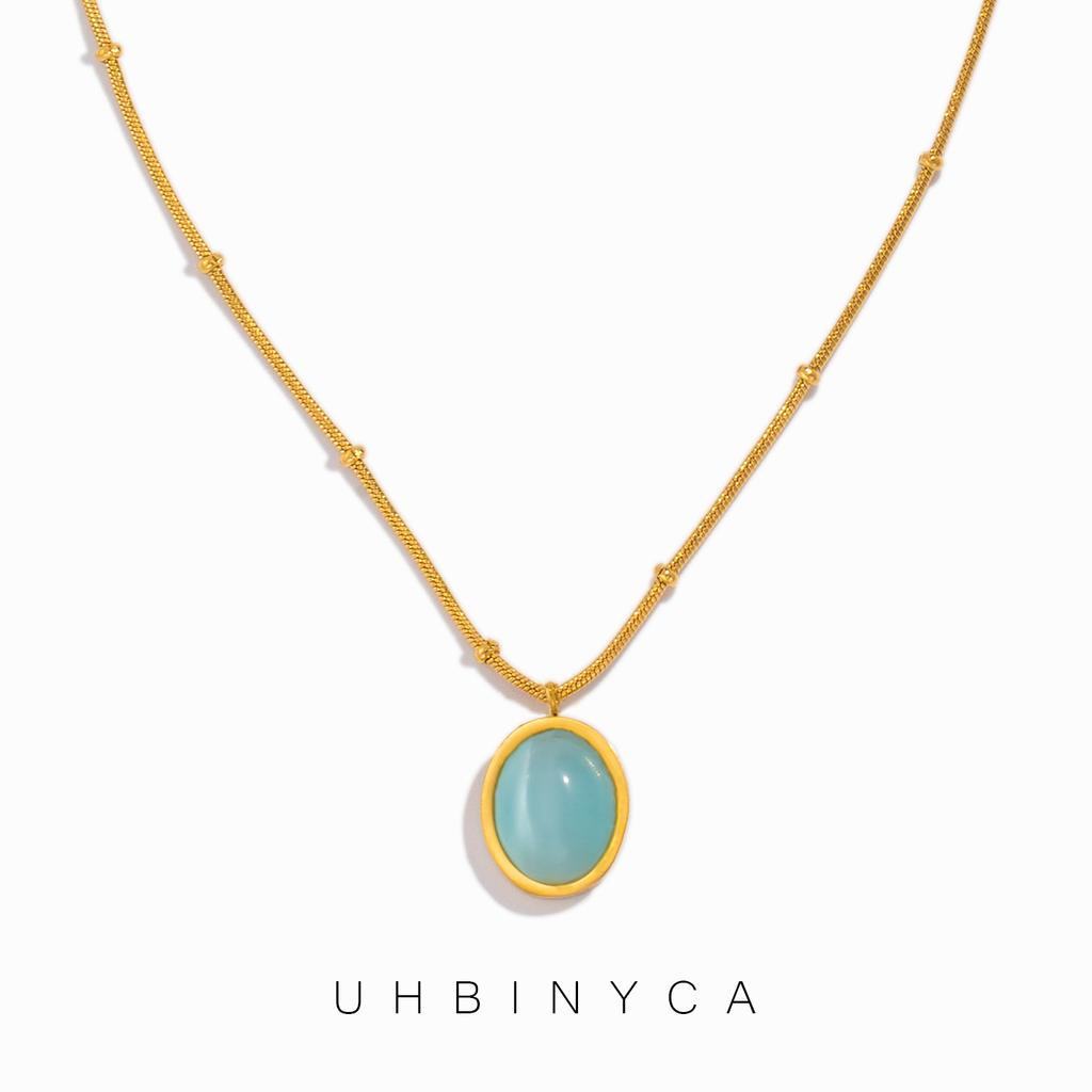 Korean Sapphire Pendant Women's Necklace Suitable for Summer Stainless Steel Necklace