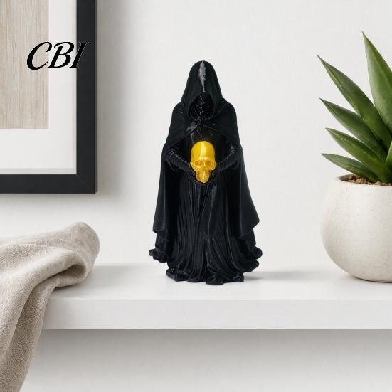 Статуэтка на Хэллоуин, 3D-печать, Женщина в черной мантии, Загадочная фигурка с капюшоном, Темный готический орнамент, Скульптура для декора дома, для рабочего стола, книжной полки,
