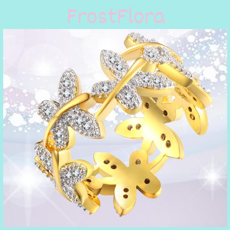 Элегантное кольцо с бабочкой с золотым покрытием для женщин с уникальным геометрическим дизайном и сверкающим драгоценным камнем