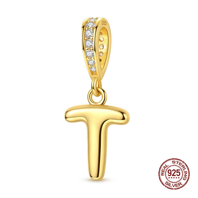 Новинка Оригинальные Шармы Медь 26 Золотых Букв А-Я Шарм-Бусина Подходит для Оригинального Браслета 3 мм для Женщин DIY Модная Бижутерия Подарок