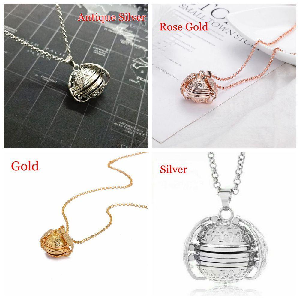 Jewelry Family Photo Magic 4 Photo Pendant Memory Floating Locket Necklace Angel Wings Long Chain