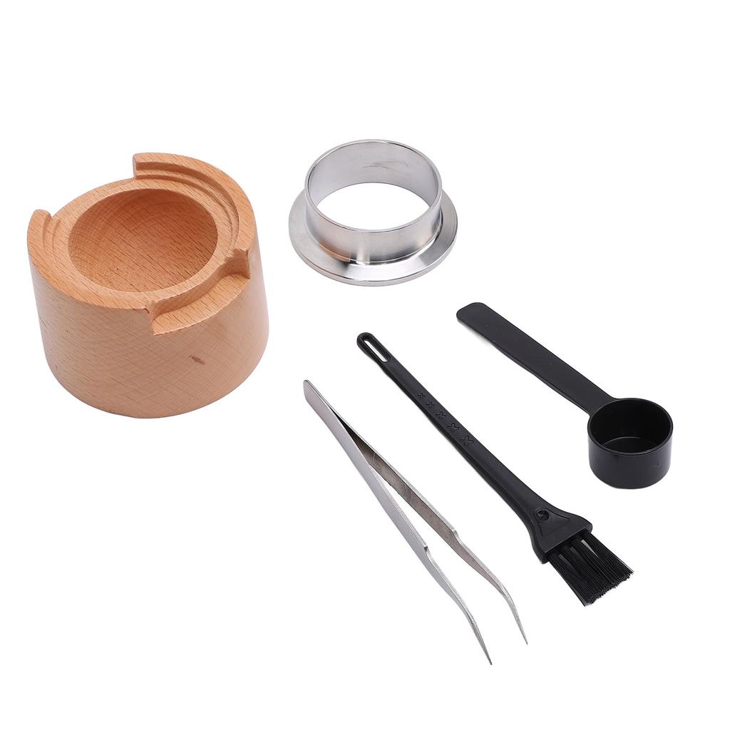 Набор для заправки кофейных капсул с 50 шт. крышек из алюминиевой фольги, ложкой, кисточкой, кольцом-клипсой, из массива дерева