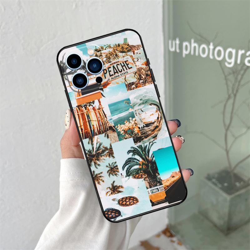 Силиконовый мягкий чехол 'Пляжное настроение' для iPhone 17 Air 11 14 15 16 Pro Max 13 12 Mini 16 Plus 16e Задняя крышка