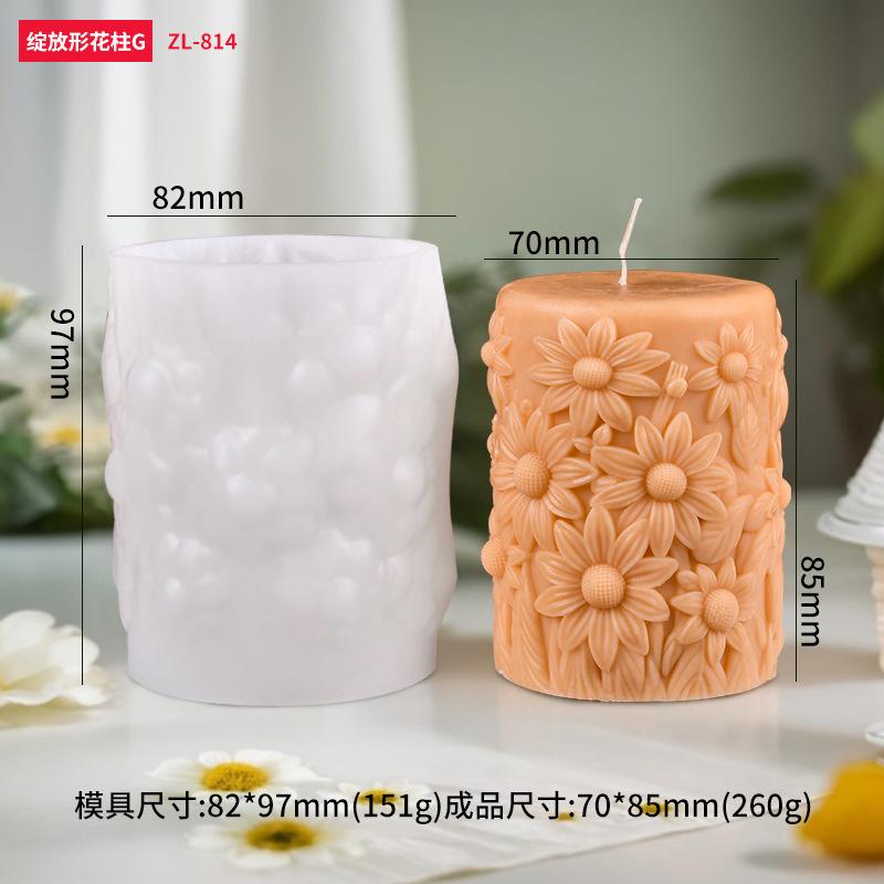 Blooming Floral Pillar Candle Silicone Mold Rose Scented Diffuser Stone Making Craft Tool