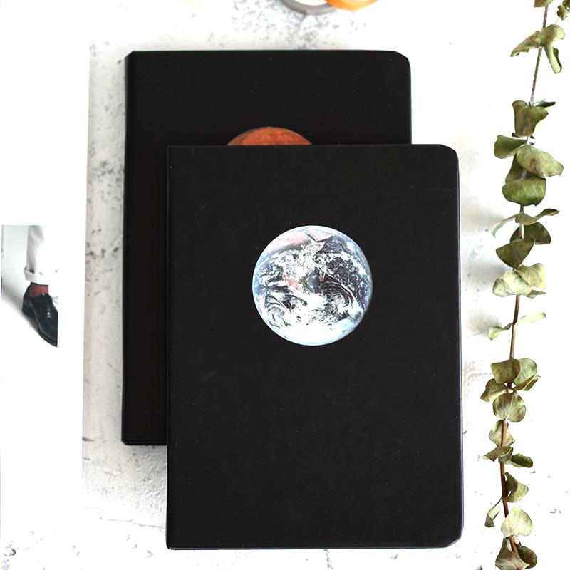 A5 Creative Hardcover Notebook,Planetary Series Cover All Black Cardboard 96sheets/Book,Writing Diary Office Study Supplies