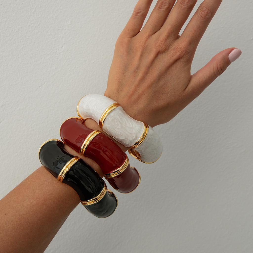 Ретро эмаль капает масло открытые массивные открытые браслеты для женщин панк нерегулярные акриловые смолы бамбуковые наборные браслеты манжеты для пары геометрические украшения для рук