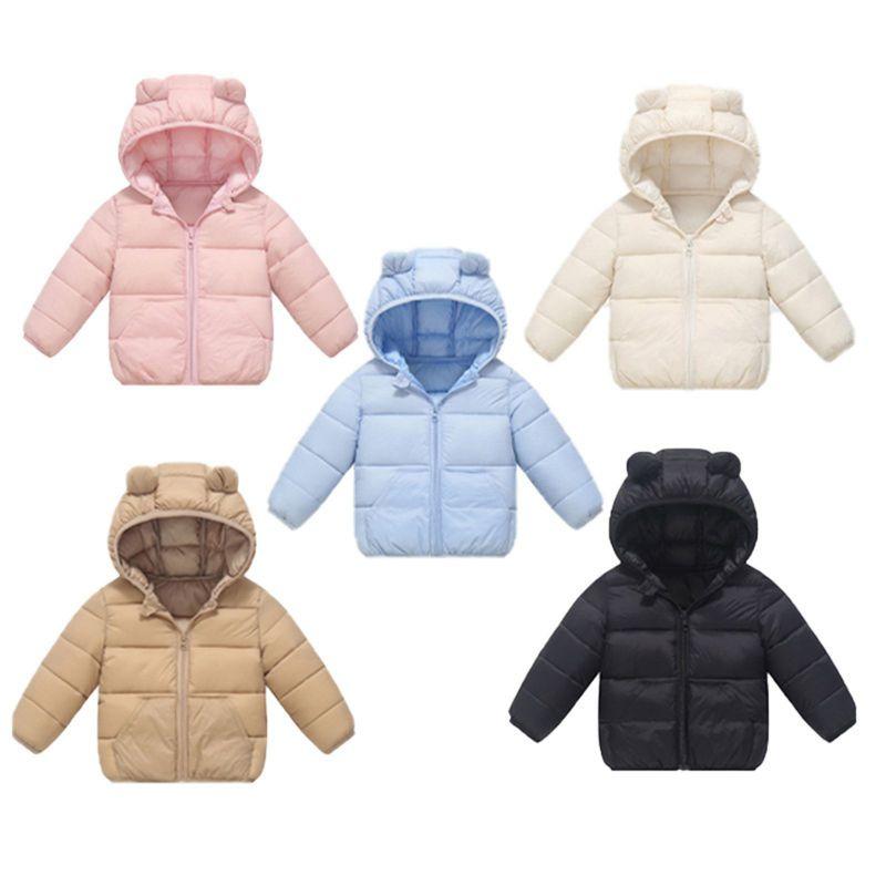 Детское зимнее теплое пальто с капюшоном на молнии для детей 1-4 лет