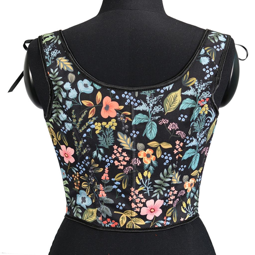 Women's Vest Printed Bra Retro Front Strap U-neck Leaf Print