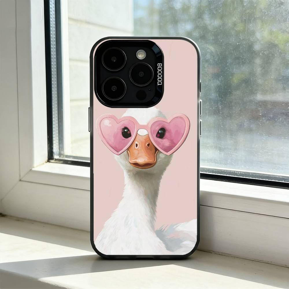 Милый Мультяшный D-Утенок Чехол для Телефона Для iPhone 17,16,15,14,13,12,11 Plus,Pro Max,XS,Красочный Серебристый Чехол для Телефона Funda Cover