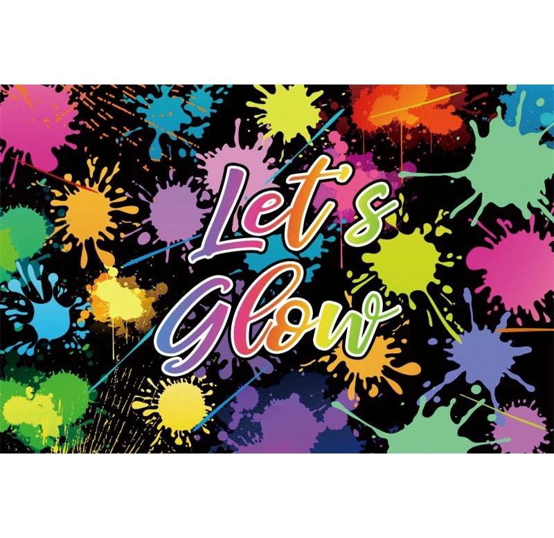 Splashing graffiti wall glowing decoration background banner photo hip-hop birthday happy photography party background wall12