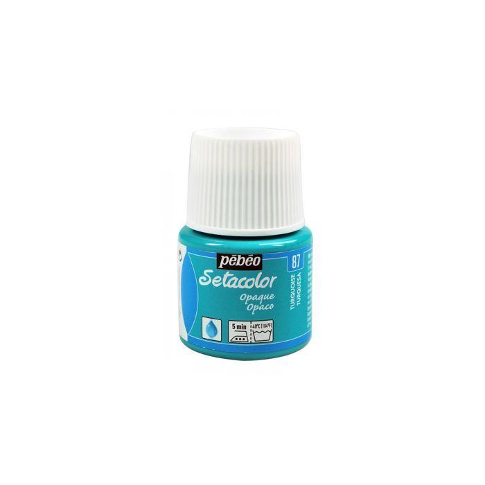 Peinture textile - Pébéo - Setacolor opaque - Turquoise N°87 - 45ml - Couleurs intenses