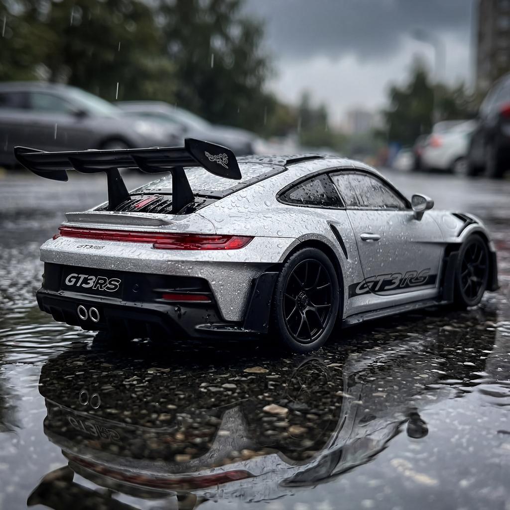 1:24 Porsche 911 GT3 RS 992 Generation GT Sports Car Alloy Metal Diecast Model Car Sound & Light Pull Back Toy Collectibles Gift