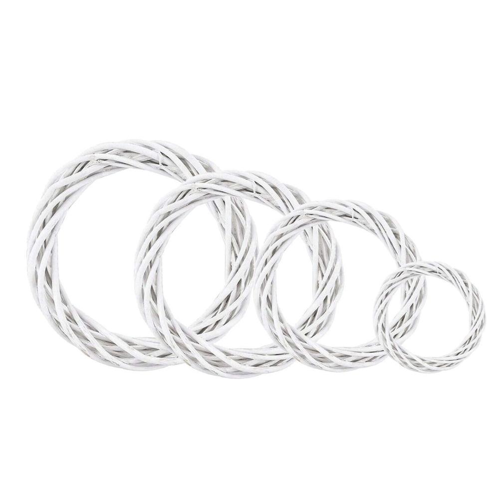 Xmas Ornament Blank Natural Hanging Christmas Decoration Rattan Ring Wicker Wreath White Garland