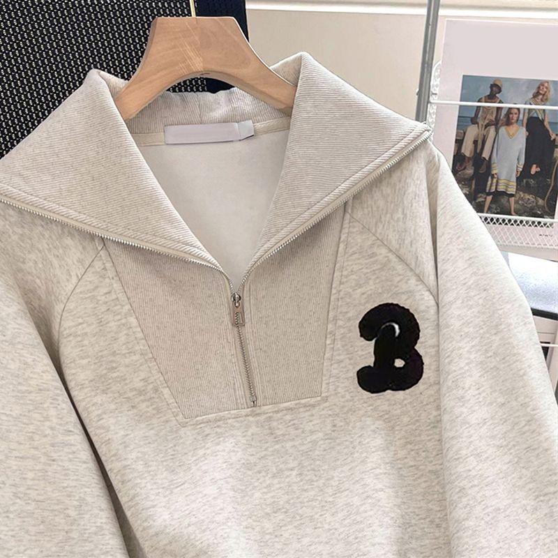 Толстовка для женщин из хлопка, свободная, большого размера, с V-образным вырезом, удобная повседневная, свитшот