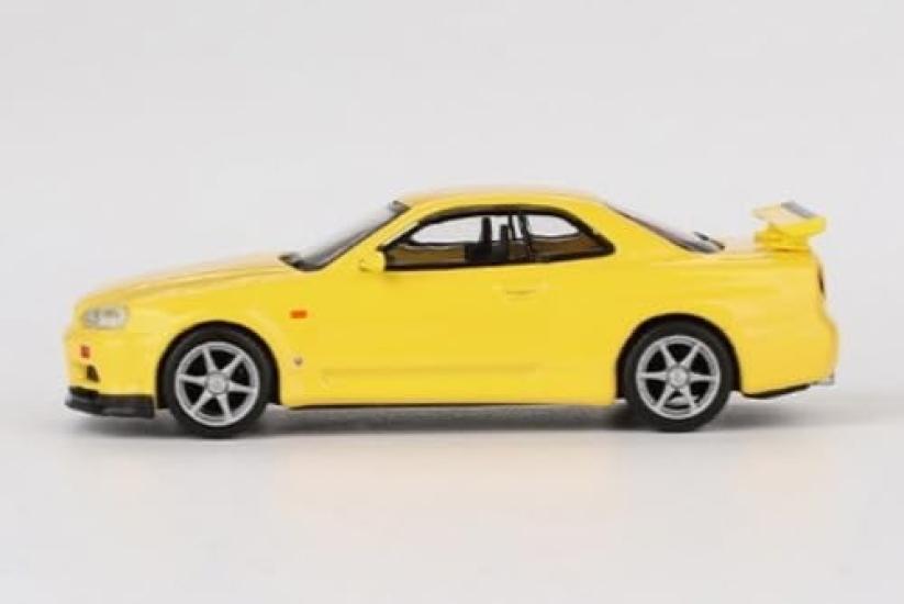 MINI GT Nissan Skyline R34 Lighting Yellow Finished Product 1/64 GT-R V-Spec (Right-Hand Drive)