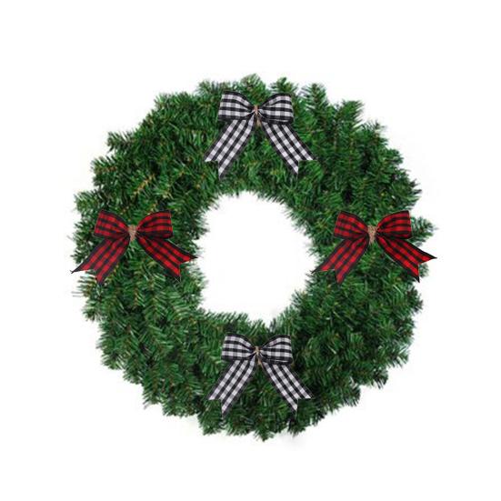 10 шт./компл., рождественский плед из конопли, многоразовый бант, красный, черный, белый цвет, веревка, рождественская елка, подарочная коробка, венок