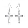 Посеребренные серьги Серебряные серьги S925 пара модных серег с крестом в корейском стиле, классический тренд