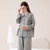 Fenteng [100% cotton] lace lapel cardigan with a girlish feel that can be worn as an outerwear long sleeved home suit set for women's sleepwear