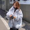 New Tie-dye Rabbit Fur Top Stand-up Collar Zipper Fur Thick Coat Medium and Long Large Size Loose Furry Coat Winter