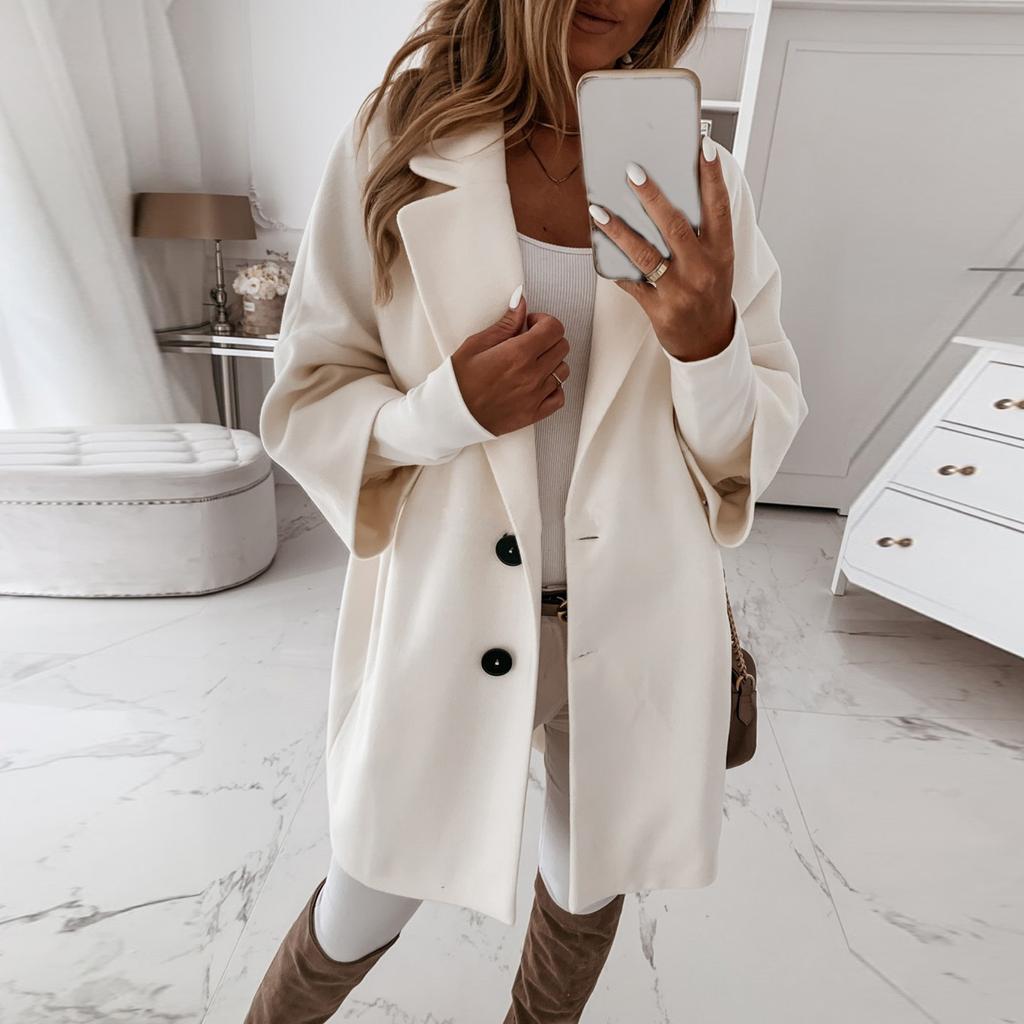 Женская Мода Свободный Повседневный И Зимний Рукав Семь Восьмых Пуговица Лацкан Карман Твидовый Пиджак