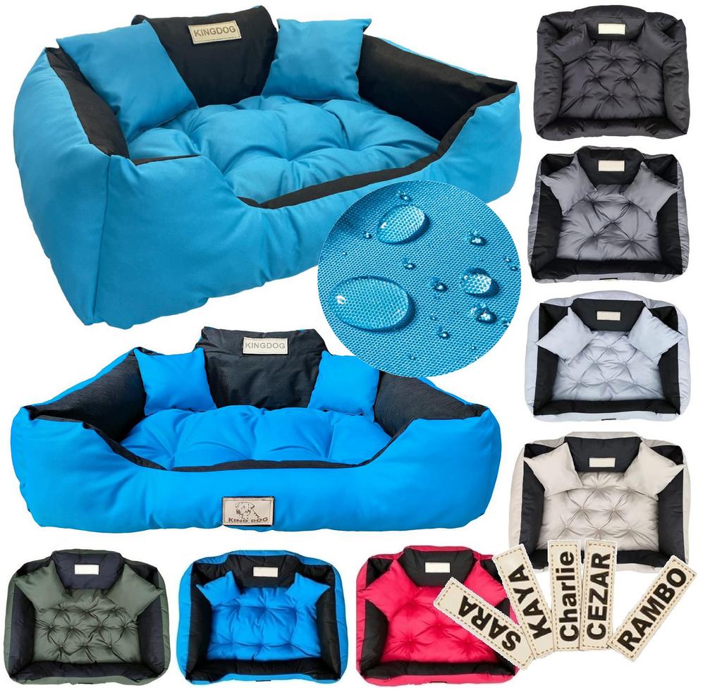 Dog bed KINGDOG 55x45 cm personalized waterproof blue