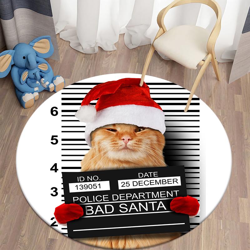 Круглый ковер с принтом Bad Dog Cat, коврик для дома, гостиной, дивана, спальни, украшение пола, ковер из полиэстера