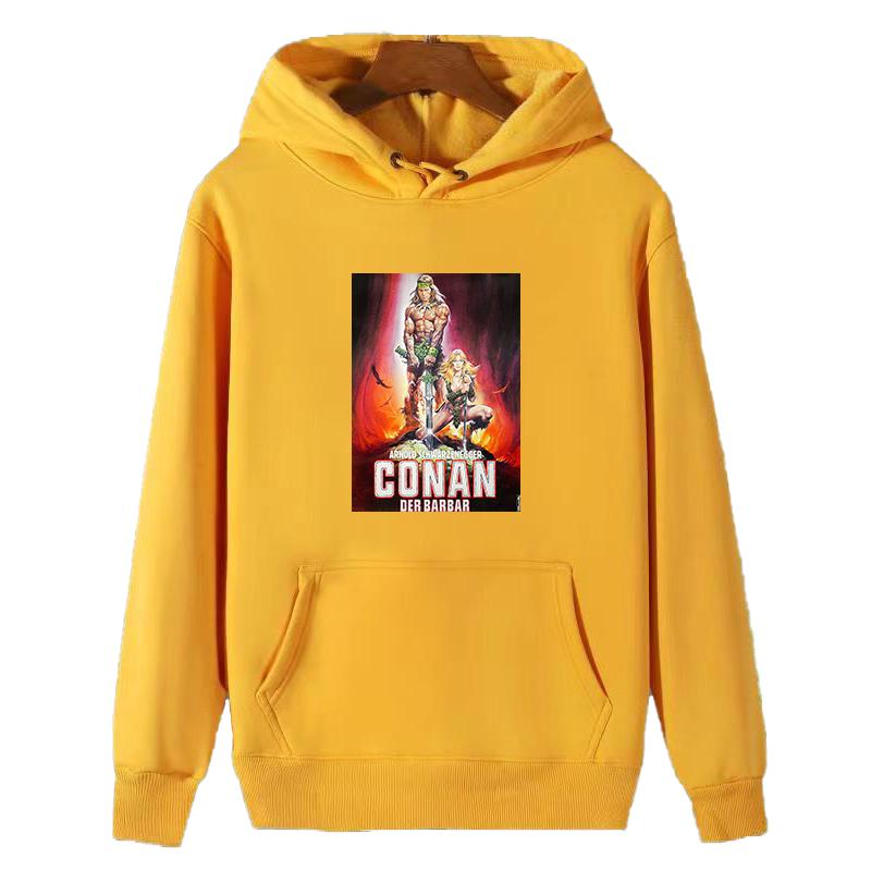 Sudadera con capucha estampada de la película clásica Conan el Bárbaro, sudadera con capucha de felpa gruesa para hombre, otoño/invierno