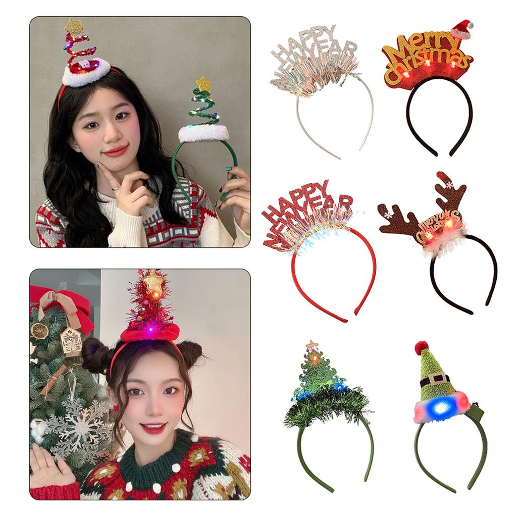 Светодиодный светящийся рождественский ободок для волос для всех возрастов, ободок для волос для новогодней вечеринки, праздничные аксессуары для вечеринки, праздничные украшения для волос