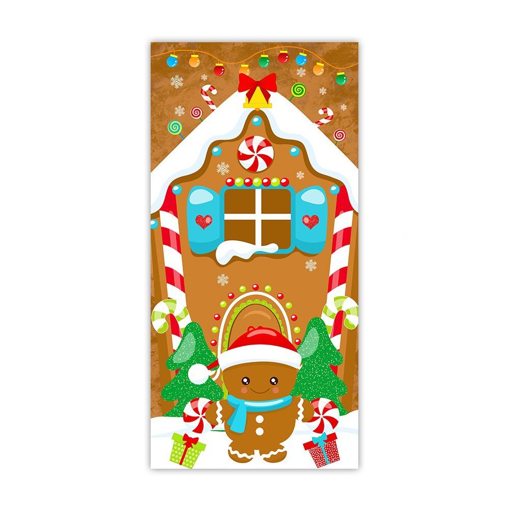 90x185cm Christmas Hanging Cloth Background Christmas Door Cover  Indoor and Outdoor