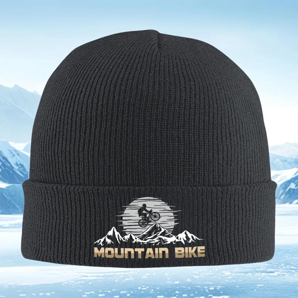 Велосипедист Гора Прыжок Закат Силуэт Унисекс Женский Унисекс Вязаная Шапка Бини Шапка-колпак Зимняя Теплая Рождественская На Открытом Воздухе