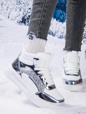 Женские ботинки, зимние белые зимние ботинки, короткие стильные, водонепроницаемые, качественные плюшевые черные туфли с нескользящим верхом