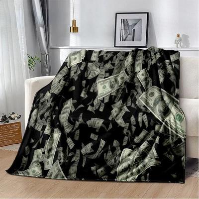 Одеяло мягкое плюшевое с рисунком долларов и евро, фланелевое одеяло, плед для гостиной, спальни, дивана, покрывало для пикника#(1)
