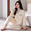 Пижама женская из чистого хлопка с длинным рукавом, тонкая, высококачественная, большого размера, комплект домашней одежды