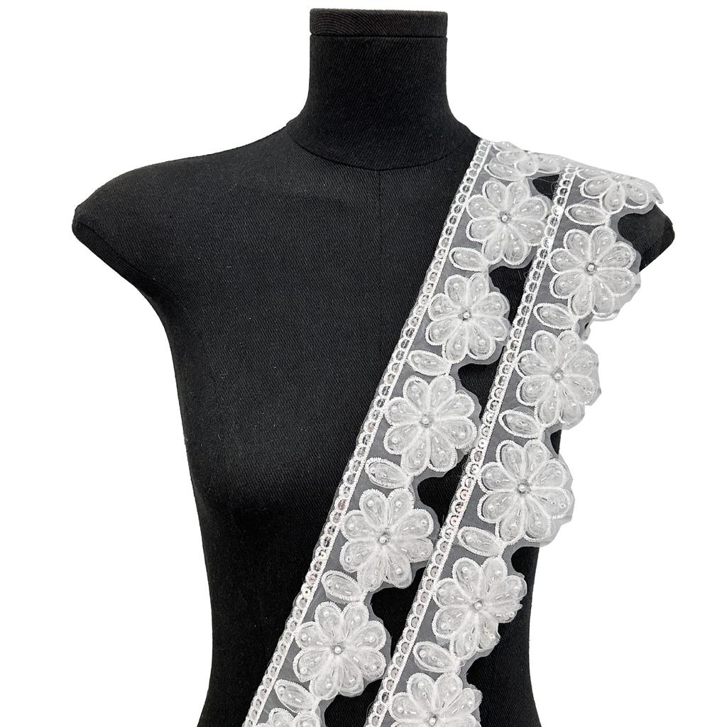 7 см Многоцветная дрель для ногтей Трехмерный цветок Блестки Декоративная одежда Юбка Манжеты Этнический стиль Аксессуары Кружево