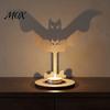 Halloween Candle Holder Wooden Holder, Silhouette Ghost/Bat/Scarecrow/Bat Natural Wood Tealight Stand for Home Table Fireplace Decor Fall Festival