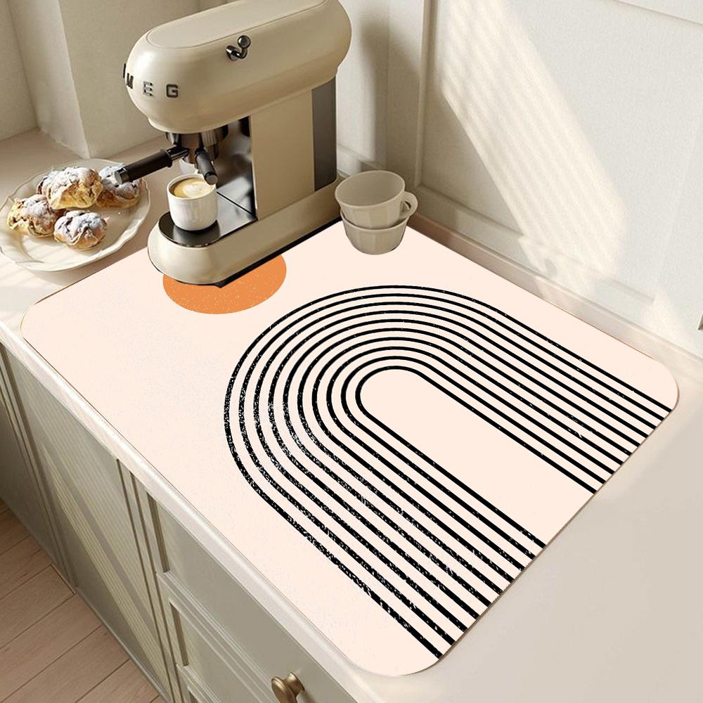 Коврик для сушки кухонной посуды Печатный коврик для сушки кофемашины Коврик для сушки столешницы Впитывающий коврик для сушки посуды Подставка для столовых приборов Декор стола