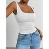 Women's Sleeveless Camisole Vest with Square Neckline, Casual Basic Style, Exposed Navel Top