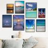 Nordic Sunset Sandy Sea Beach Waves Seascape Wall Art Canvas Poster and Print Modular Painting Decor Picture for Living Room