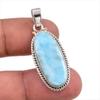 Подвеска из чистого серебра 925 пробы с драгоценным камнем Natural Republic Ларимар ручной работы 1,50 дюйма y1P87